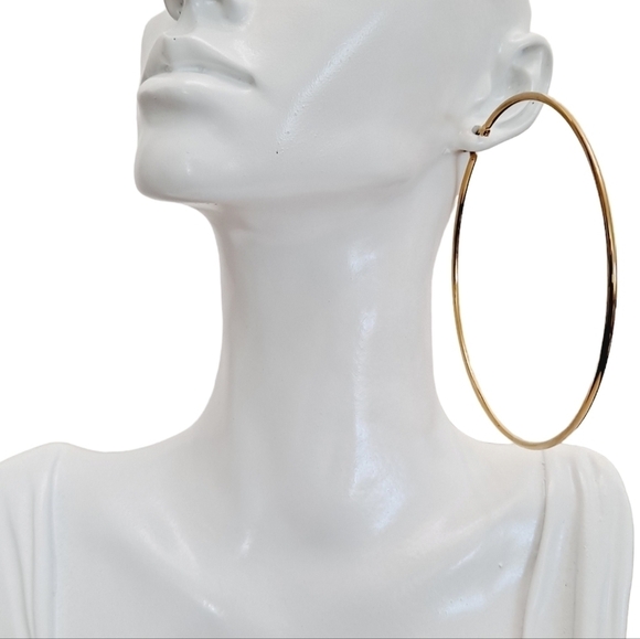 Gold hoop earrings Oversized wide Stainless steel casual lightweight 💖2/$30 - Picture 13 of 13